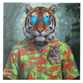 Tiger och Tabby Decorative Tile Kakelplatta