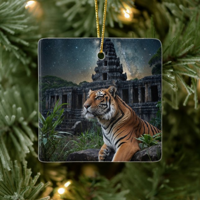 Tiger och Temple Julgransprydnad Keramik (Träd)