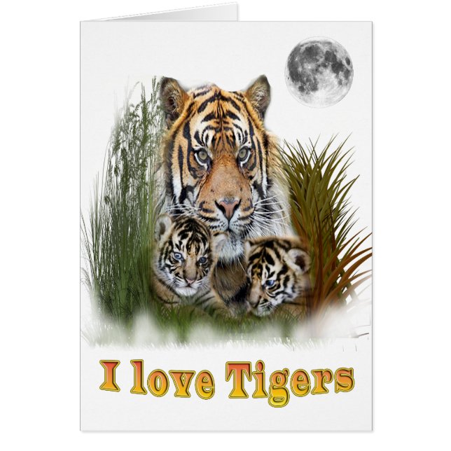 Tiger och unge hälsningskort (Framsidan)