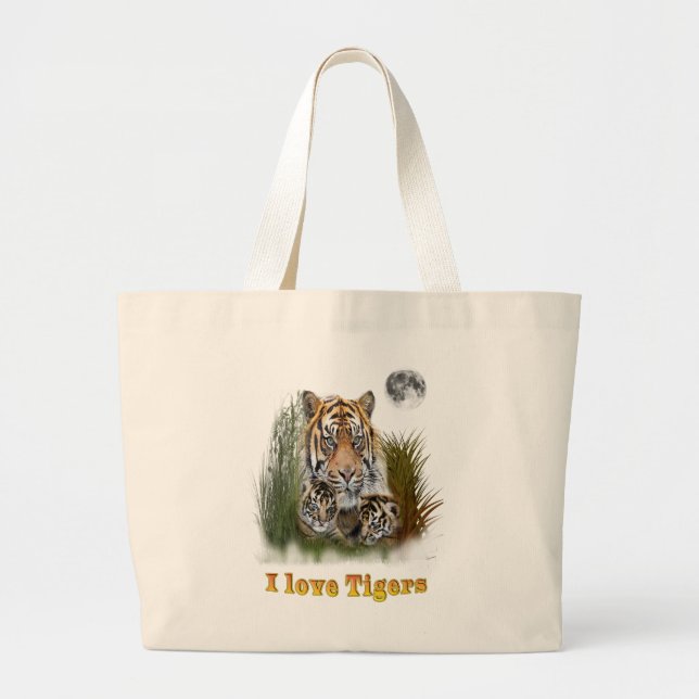 Tiger och unge jumbo tygkasse (Framsidan)
