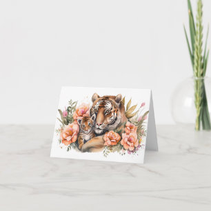 Tiger- och Unge-Mors dag-kort Kort