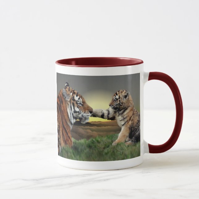 Tiger och unge-mugg mugg (Höger)