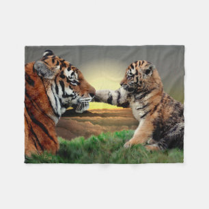 Tiger- och ungeullfilt fleecefilt