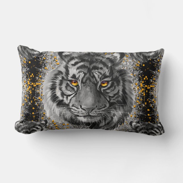 Tiger Öga - Colorful Tiger Teckning - Tiger Pillow Lumbarkudde (Framsida)