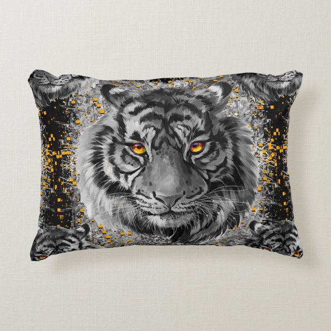 Tiger Öga - Colorful Tiger Teckning - Tiger Pillow Prydnadskudde (Framsidan)