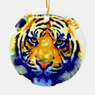 Tiger Öga Pop Art Julgransprydnad Keramik