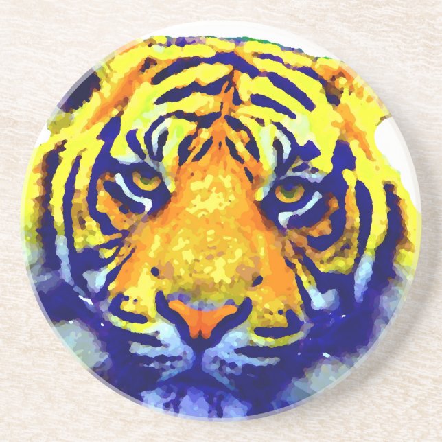 Tiger Öga Pop Art Underlägg Sandsten (Framsidan)
