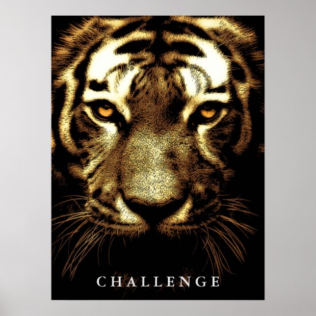 Tiger Öga Vild Animal Art Challenge Inspirational Poster (Framsidan)