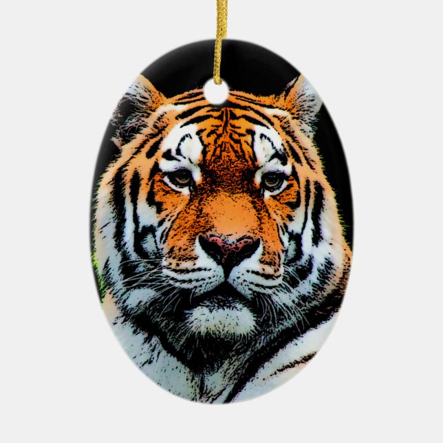 Tiger Ögon inspiration Julgransprydnad Keramik (Framsidan)