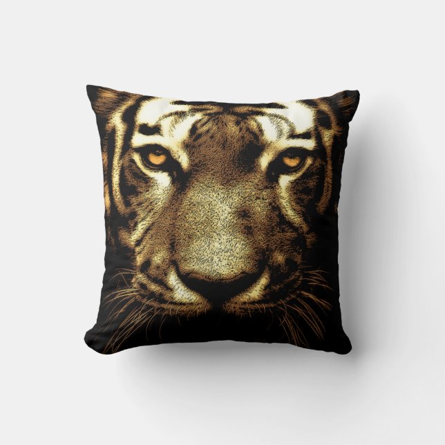 Tiger Ögon Vilda djur Polyester Dekorativ kudde (Framsida)