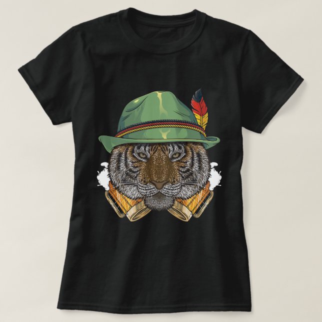Tiger Oktoberfest Tyska Beer Fest Animal Beerfest T Shirt (Design framsida)