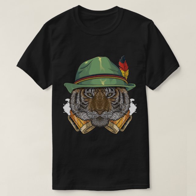 Tiger Oktoberfest Tyska Beer Fest Animal Beerfest T Shirt (Design framsida)