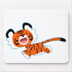 Tiger om den akuta Tecknaden på Springa Mousepad Musmatta