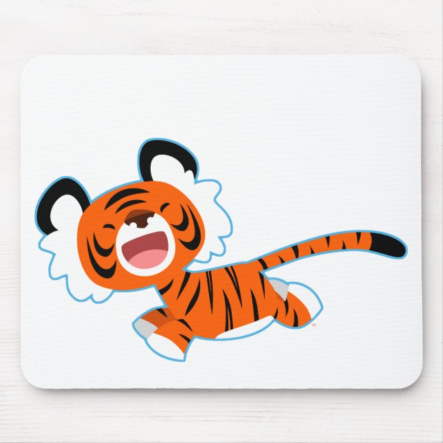 Tiger om den akuta Tecknaden på Springa Mousepad Musmatta (Framsidan)