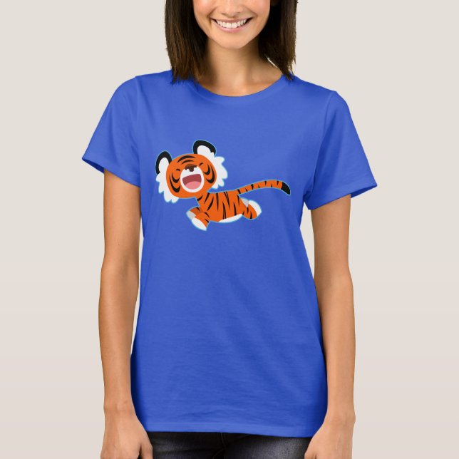 Tiger om Tecknaden på Springa Kvinnor T-Shirt (Framsida)