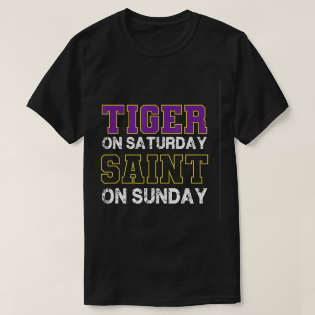 Tiger on Saturday Saint on Sunday Funny Valentines T Shirt (Design framsida)