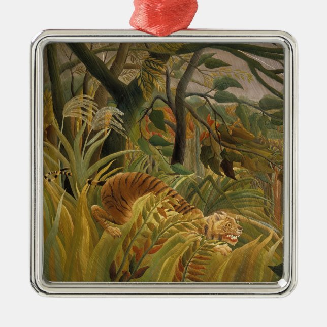 Tiger överraskad i en tropisk storm julgransprydnad metall (Framsidan)