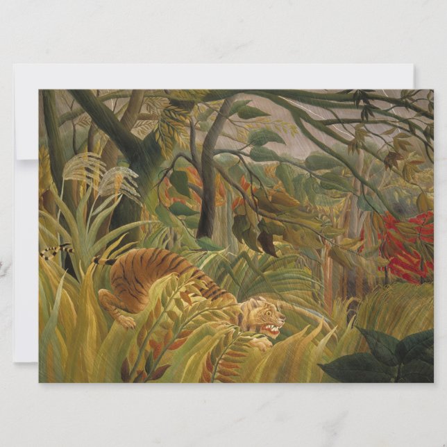 Tiger överraskad i en tropisk storm kort (Framsida)