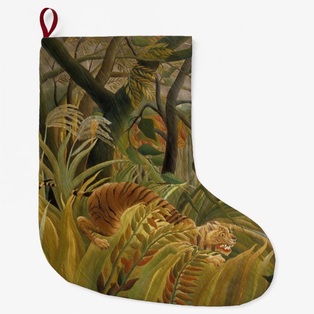 Tiger överraskad i en tropisk storm stor julstrumpa (Framsidan)