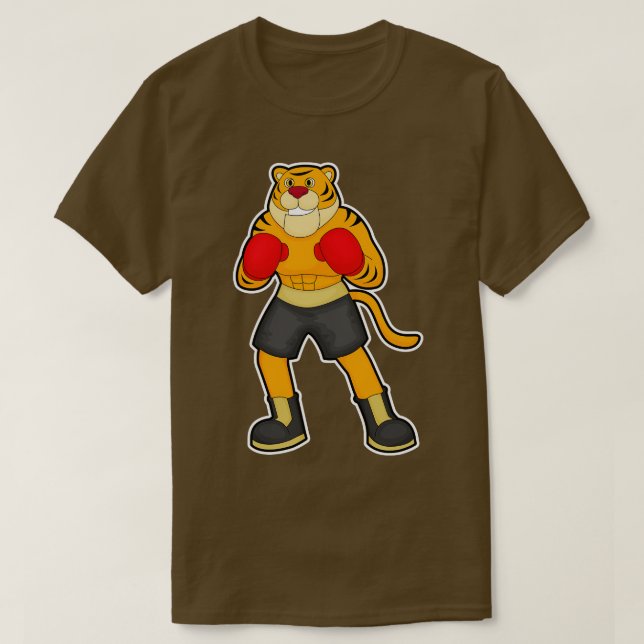 Tiger på Boxing med Boxing-handskar T Shirt (Design framsida)