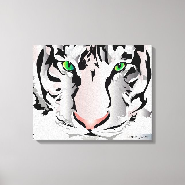 TIGER PÅ CANVAS-WHITE 20 x 16 Canvastryck (Framsida)