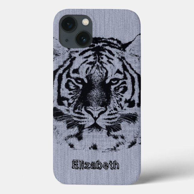 Tiger på Grått Wood Grain (Baksida)