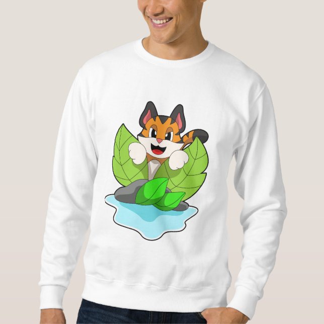 Tiger på Hunt Lång Ärmad Tröja (Framsida)
