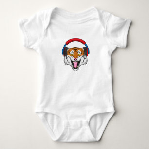 Tiger på Music med hörlurar T Shirt