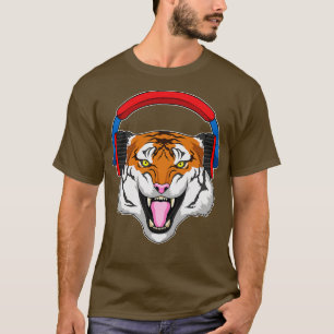 Tiger på Music med hörlurar T Shirt