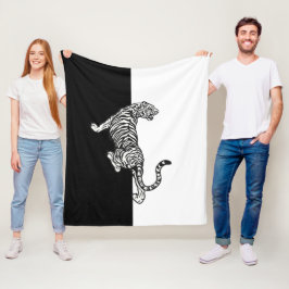 Tiger på svart och vitt  fleecefilt