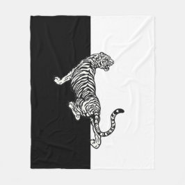 Tiger på svart och vitt fleecefilt