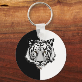 Tiger på svart och vitt nyckelring