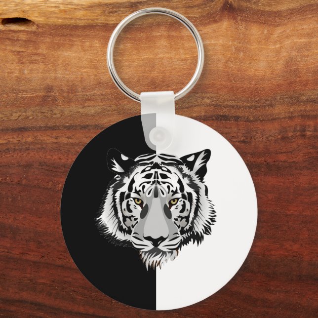 Tiger på svart och vitt nyckelring (Framsida)