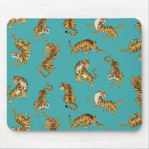 Tiger på Teal Mönster Musmatta
