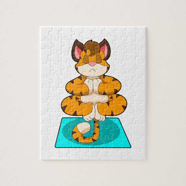 Tiger på Yoga på yogamattan Pussel (Vertikal)