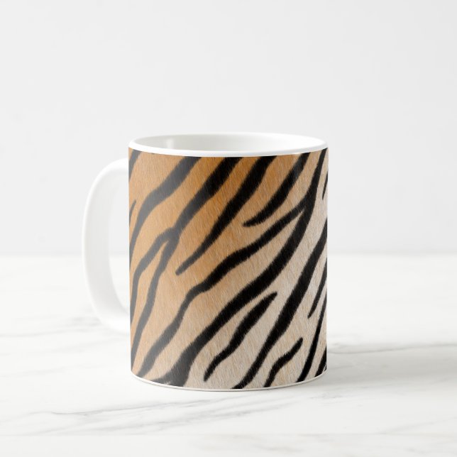 Tiger Päls Realistic Stripe Vild Animal Print Kaffemugg (Framsida vänster)