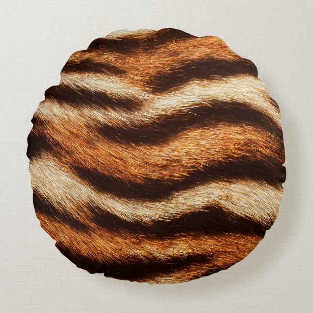 tiger päls struktur rund kudde (Framsidan)