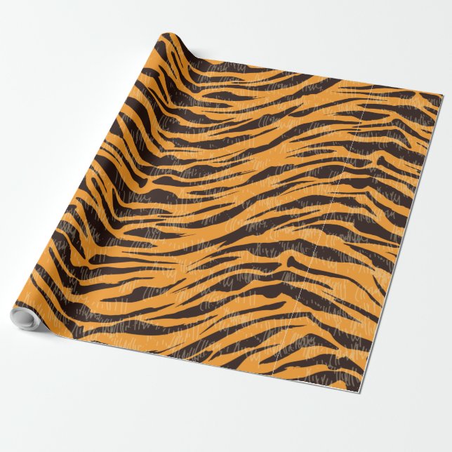 Tiger päls, tiger skin, animalskinn mönster presentpapper (Utrullad)