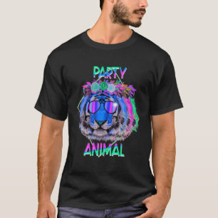 Tiger Party Animal Funny 80'S Stil Födelsedagsfest T Shirt
