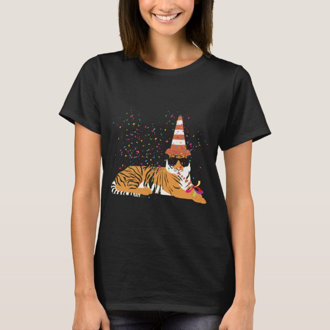 Tiger Partying Animals Having A Party  T Shirt (Framsida)