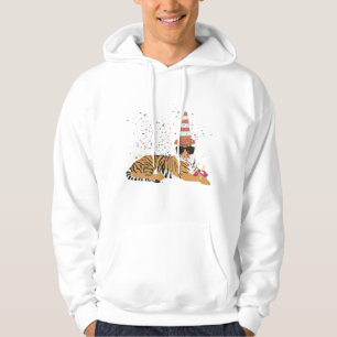 Tiger Partying - Djur med Party Hoodie