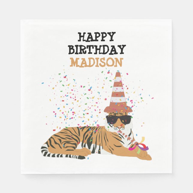 Tiger Partying - Djur med Party Pappersservett (Framsidan)