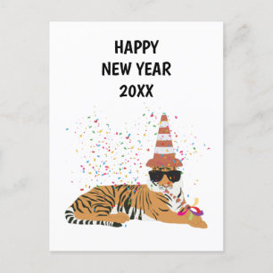 Tiger Partying - Nytt årskort för djur, Helgdag Helg Vykort