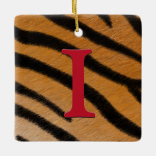 Tiger Personlig Monogram och meddelandealfabet Päl Julgransprydnad Keramik