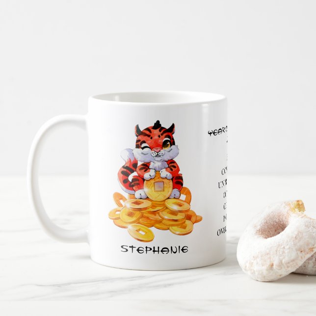 Tiger-Personligens juteår  Kaffemugg (Med munk)