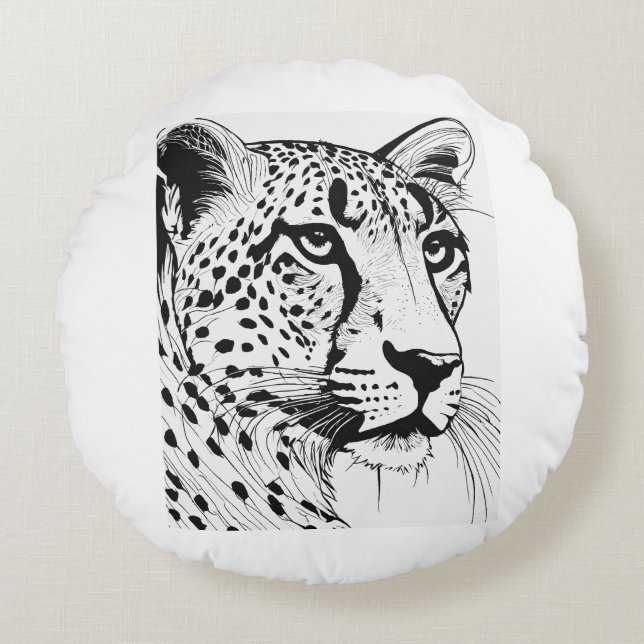 Tiger Pillow Rund Kudde (Framsidan)