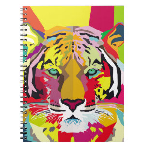 Tiger Pop Art Portritart, pop, tiger, djur, fac Anteckningsbok