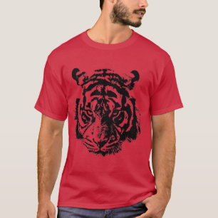 Tiger Pop Art Red Black T Shirt
