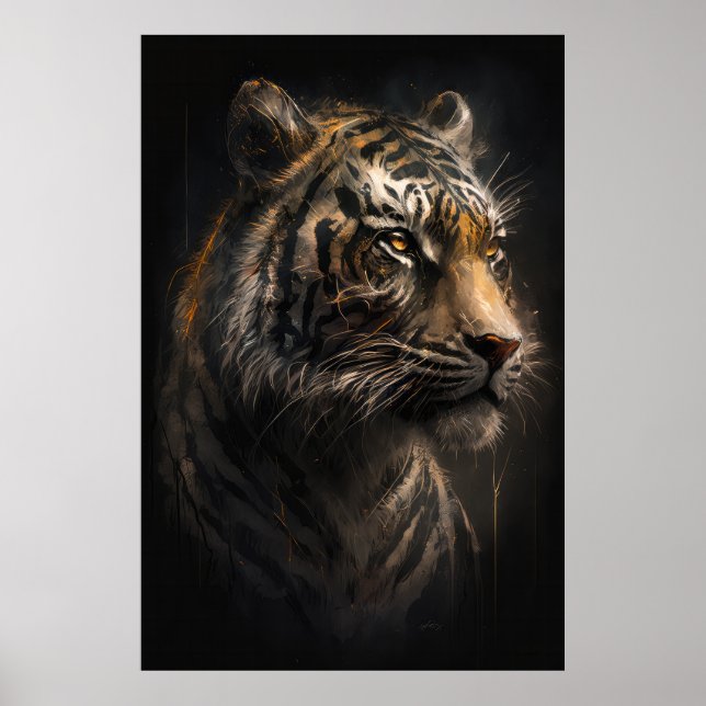 Tiger Porträtt Animal Nature Wildlife Painting Art Poster (Framsidan)