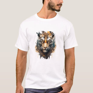 Tiger Porträtt Animal Painting Wildlife Ocean T Shirt